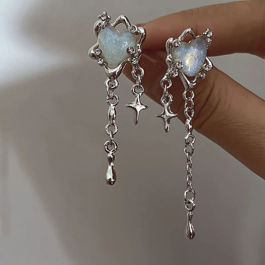 Arwa Heart Tassel Star Earrings Women Design Senior Sense of Fashion